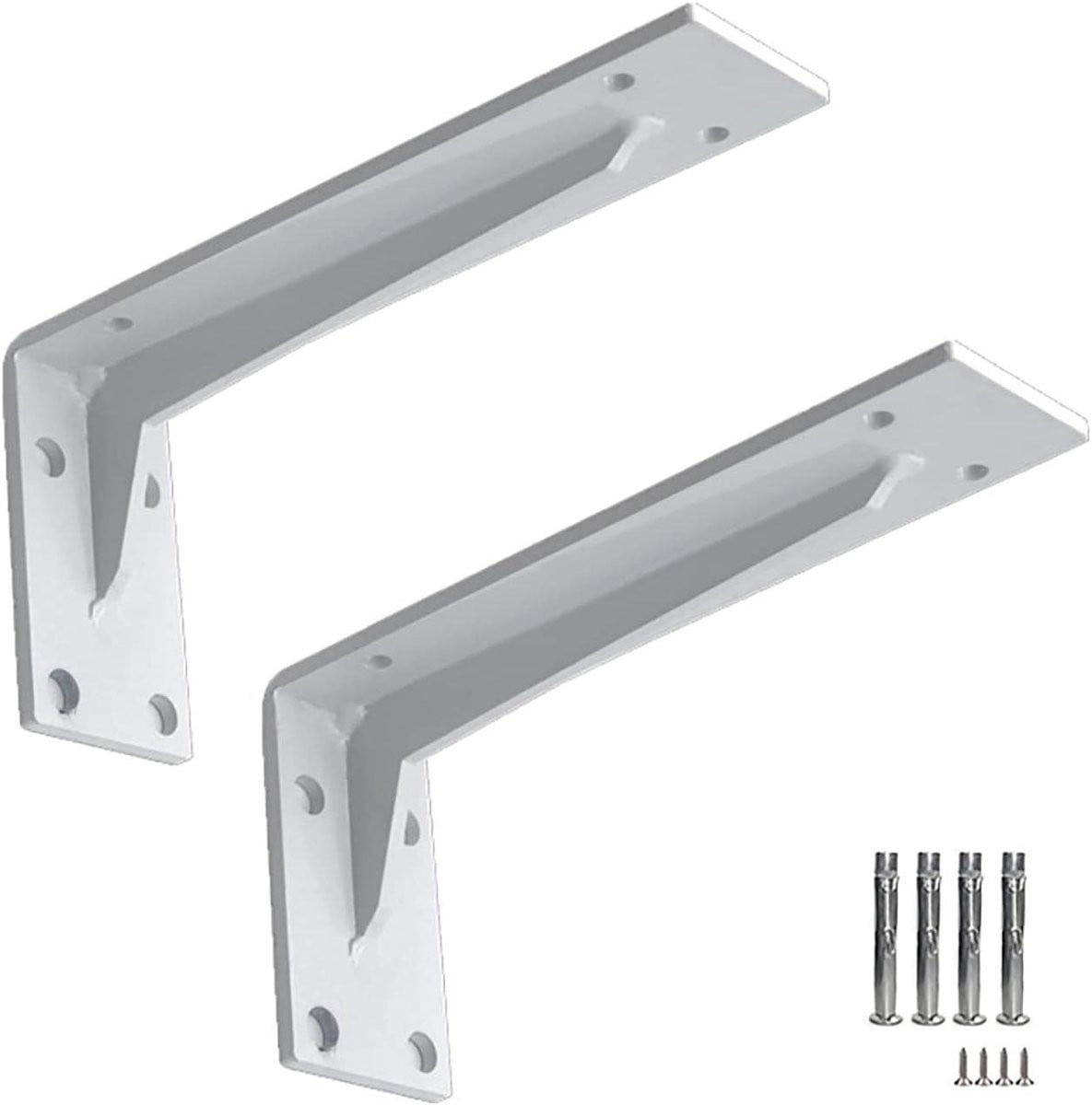 Wit Robuuste Stalen Hoeksteunen voor Zware Planken - 30 cm