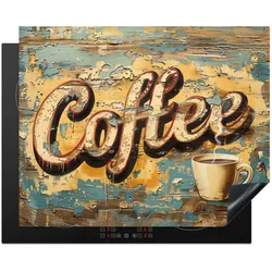 HERDABDECKPLATTE Kaffee - Vintage - Braun - Tasse Herdabdeckung Induktionsfeld 65x52 cm