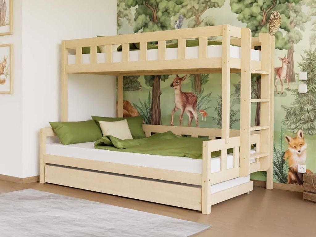 Etagenbett PLOTTY mit Seitenleiter 90x200, 120x200 cm - Pastellrosa - Rechts - Ohne Schublade