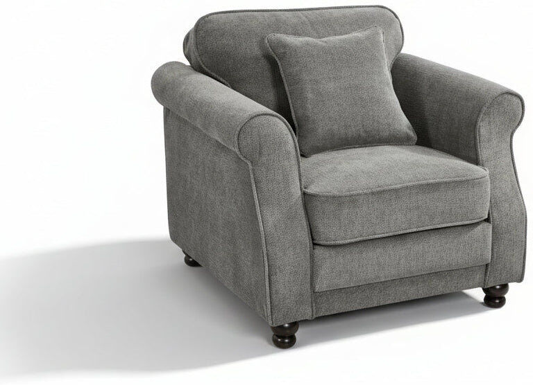 Ophelia & Co. Baldemar Upholstered Chenille Armchair Dark Grey 86cm H X 103cm W X 93cm D