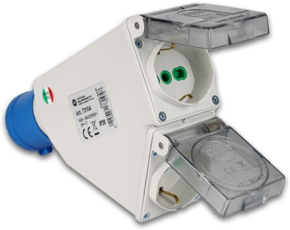 Fanton Adattatore Industriale Da Spina Cee A 2x Shuko 2p+t 16a Ip44 - 73104