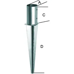 Einschlagbodenhülse tzn 101 f. Rundholz