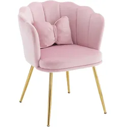 OKWISH Sessel Set 6 Stück aus Samt mit Blütenblatt-Design und vergoldeten Metallbeinen – stilvolles Wohnen in Rosa