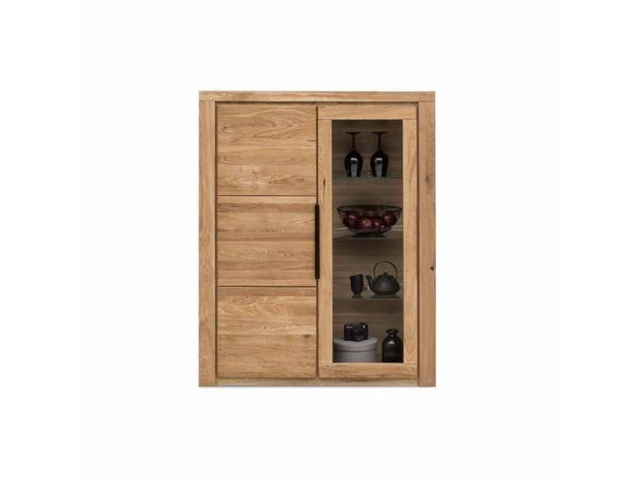 Trendstore Eltia Vitrine aus massiver Eiche und Dekor Natur, Zeitlos
