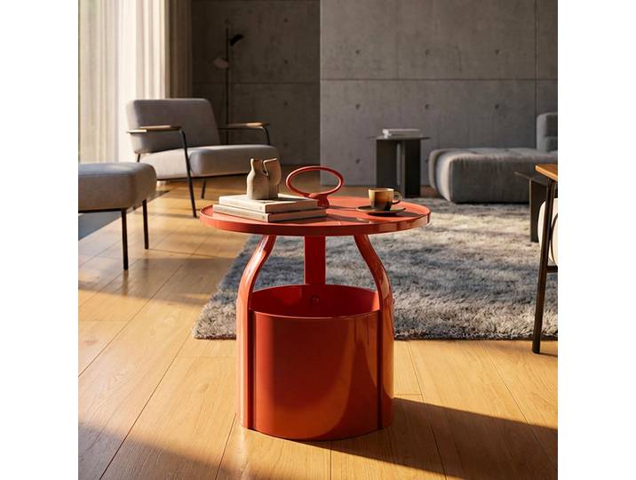 Inle - Table Basse\, 46x54x46h cm Rouge\, Forme Ronde