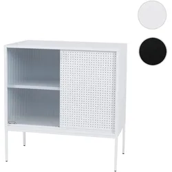 Kommode HWC-O90, Schrank Sideboard Highboard, Industrial Staufächer Schiebetüren Metall 85x80x45cm ~ weiß