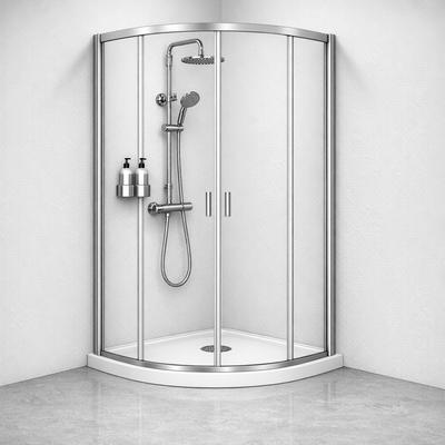 Runddusche WELLTIME "Summer", silber (chromfarben), B:100cm H:190cm T:100cm, Duschkabinen, Hohe 190 cm, 6mm ESG, Easy Clean, verbessertes Rollensystem
