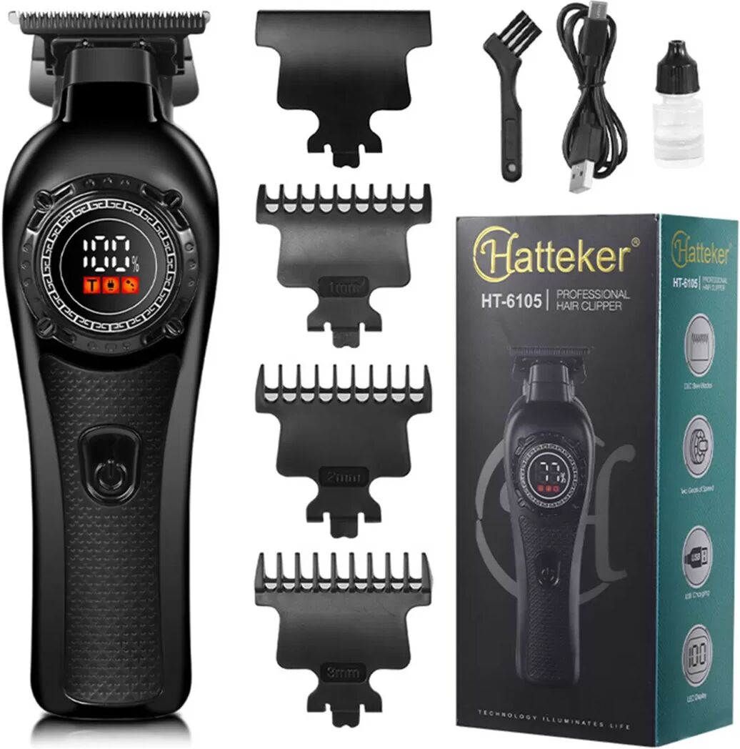 INF Professionelle Gravur Haarschneidemaschine - Kabelloser Haartrimmer mit LED-Anzeige Schwarz