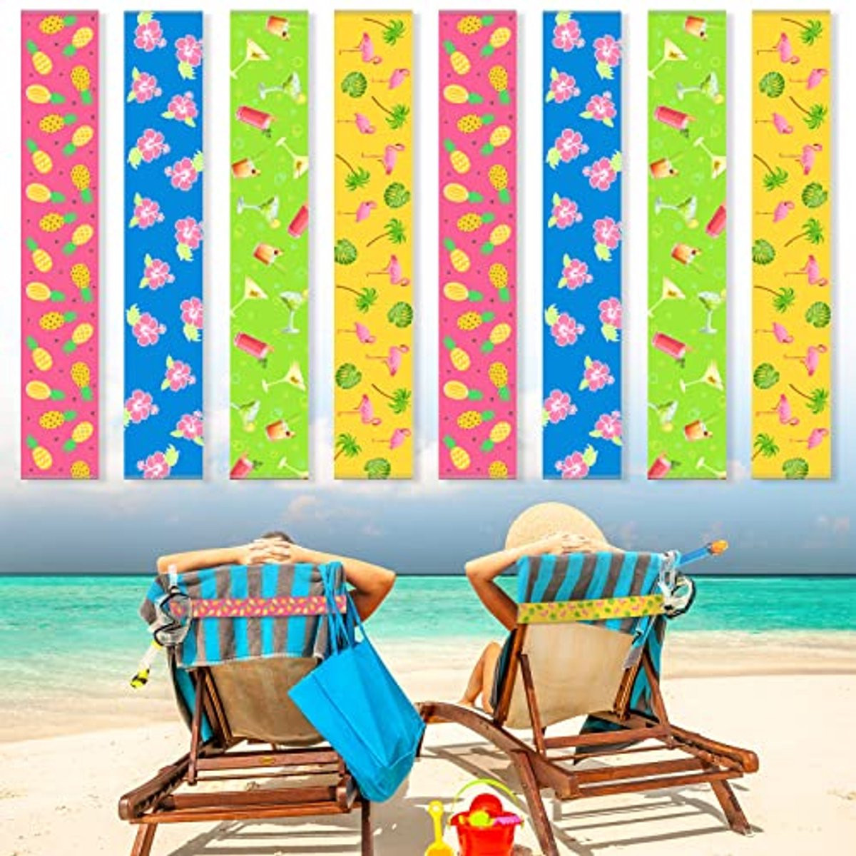 Set van 8 elastische handdoekclips voor strandstoelen en zwembaden