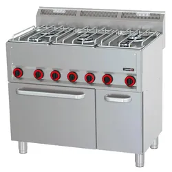 Gasherd mit 5 Kochstellen und belüftetem Elektrobackofen GN 1/1 P99 - Linie 600 C6FOG5FFEVP99 Casselin