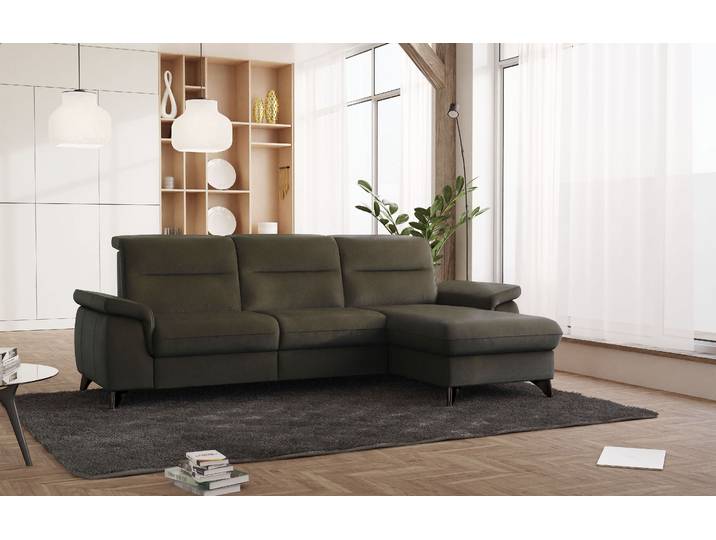 Ecksofa, Luxus-Polyester, Oliv 260×175 cm, Komfort mit Relaxfunktion, Modern, sit&more