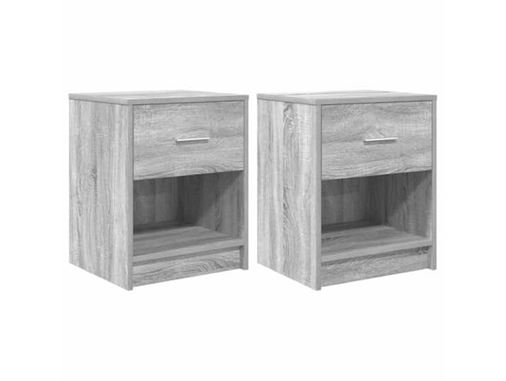 fsahslih Nachttisch 2er Set mit Schublade Grau Sonoma 40x34x50 cm Kompakte Beistelltische fürs Schlafzimmer bieten Stauraum, stabile Holzwerkstoff-Struktur und pflegeleichte Oberflächen.