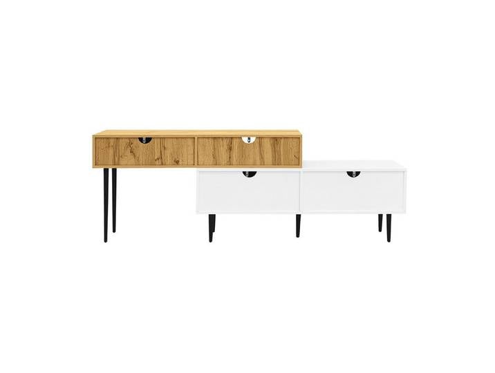 Rutaqian TV-Schrank TV-Schrank mit einstellbarer Länge130-220cm TV-Schrank mit verstellbarer Länge, modulares 2-teiliges Design