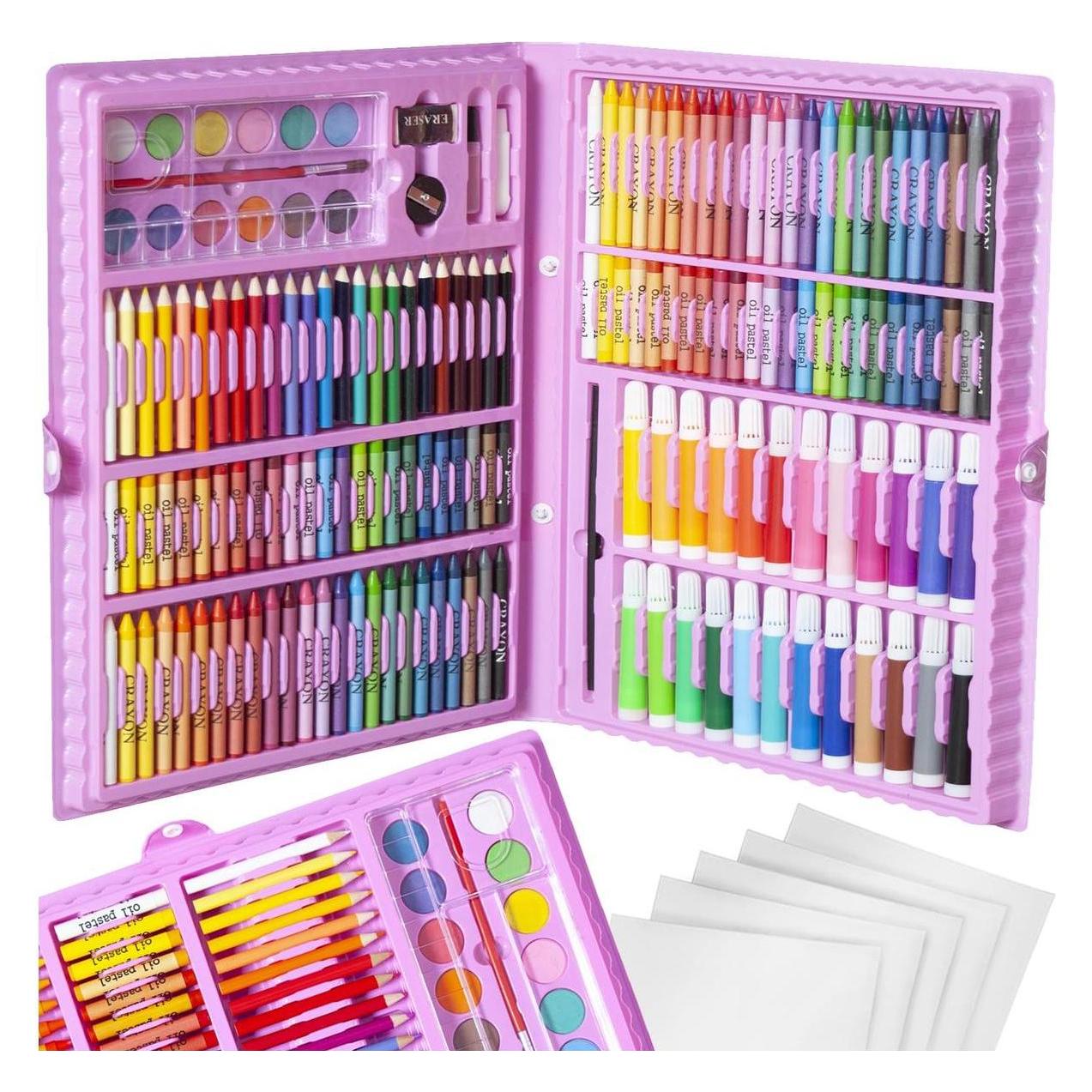 Kruzzel Farbset im Koffer 168-teilig rosa (168x) (5902802913661)