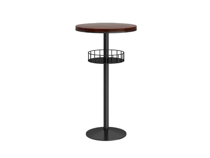 wD7rE5bm6z Bartisch Home Runder Kleiner Stehtisch mit Stauraum Freizeit Balkon Café High Top Tisch(Walnut)