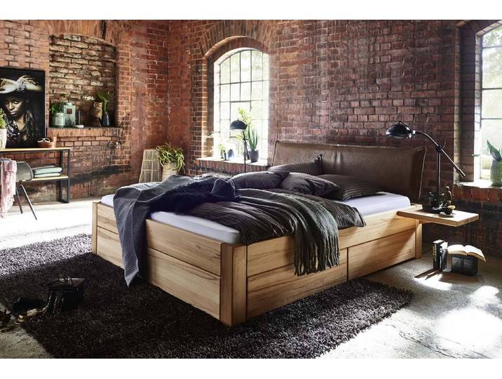 Easy Sleep Schubkastenbett WE 4 aus massiver Wildeiche mit Echtlederkopfteil – 3%-Vorkasse-Rabatt