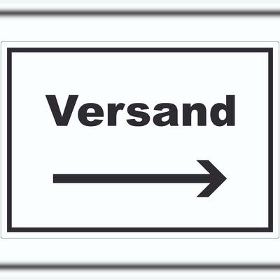 HB-Druck Versand Aufkleber mit Text und Richtungspfeil rechts Lieferung shipping waagerecht A8 (52x74mm)