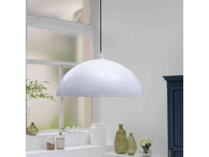 Suspension dôme en métal finition blanc mat intérieur silver Doug