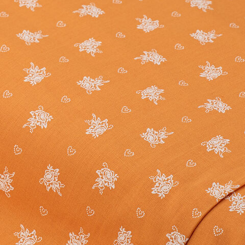 Baumwoll-Trachtenstoff "Röschen", orange/weiß