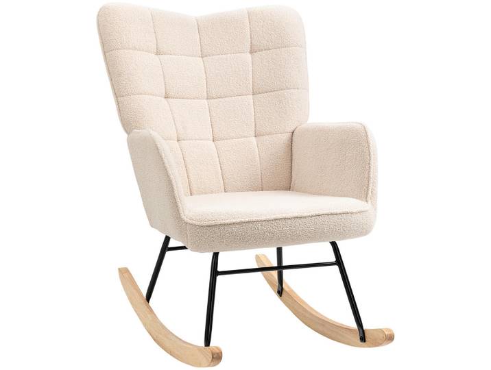 Homcom Schaukelstuhl Sessel Relaxsessel bis 120 kg, Polyester, Beige 98x71x101cm, Champagner, Füllung: Schaumstoff, 98x101x71 cm, Wohnzimmer, Sessel, Schaukelstühle