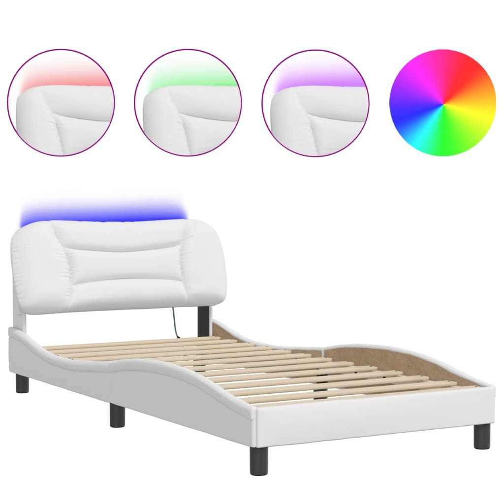 vidaXL Bedframe Hvar met LED-verlichting, wit, 100x200 cm
