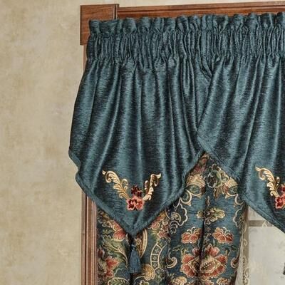 Touch of Class Casanova Ascot Valance Dark Teal 40 x 21, 40 x 21, Dark Teal