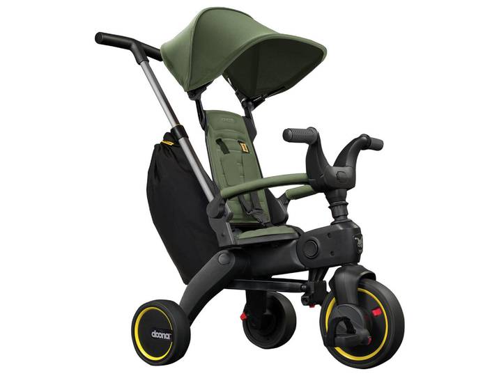 Dreirad Liki Trike S3, Grün, Schwarz, Metall, Kunststoff, 33.9x25.1x33.9 cm, Rückenlehne, Fußstützen, höhenverstellbare Schubstange, Spielzeug, Kinderfahrzeuge, Dreiräder