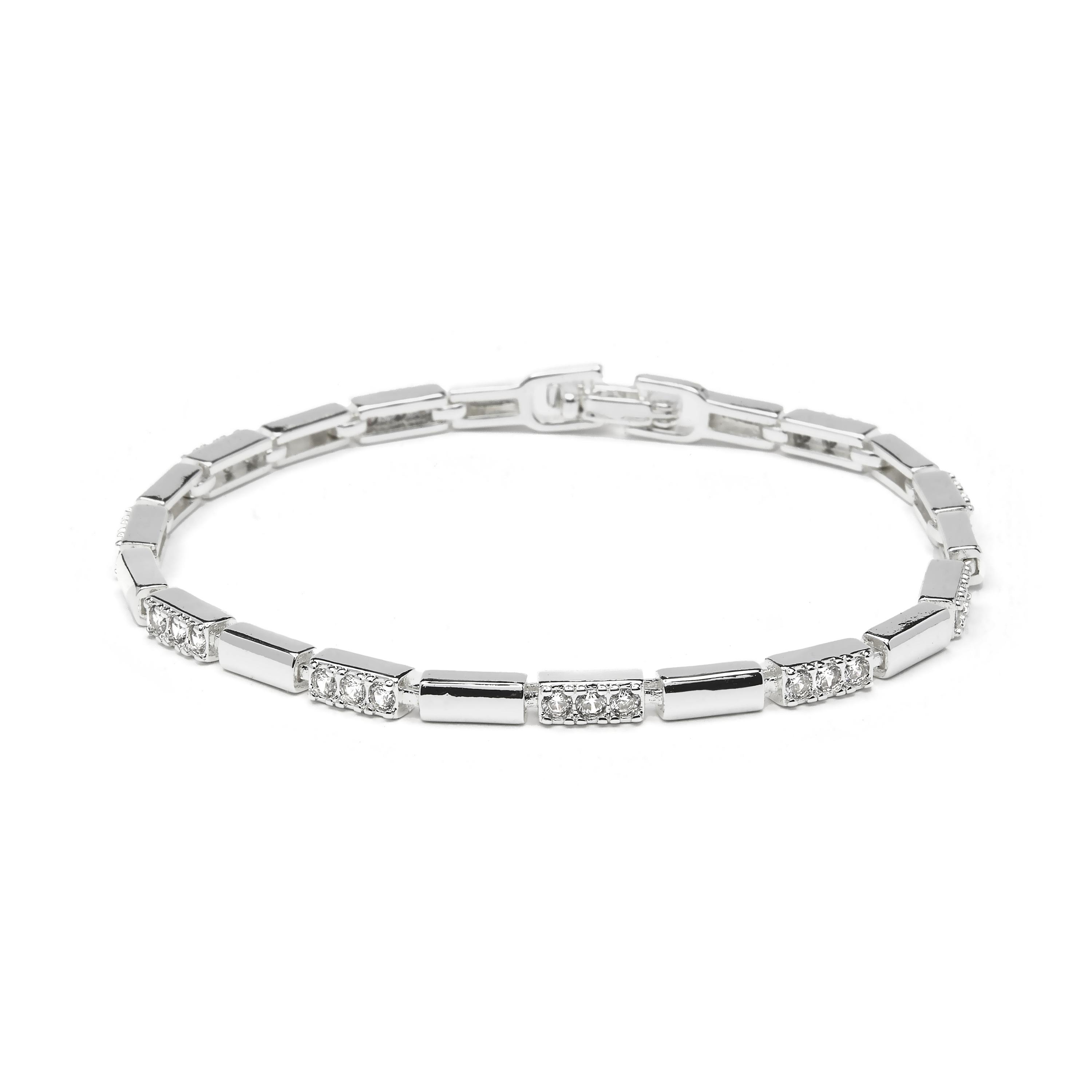 Luxenter Armband mit funkelnden Zirkonia-Steinen, rhodiniert – Tavli