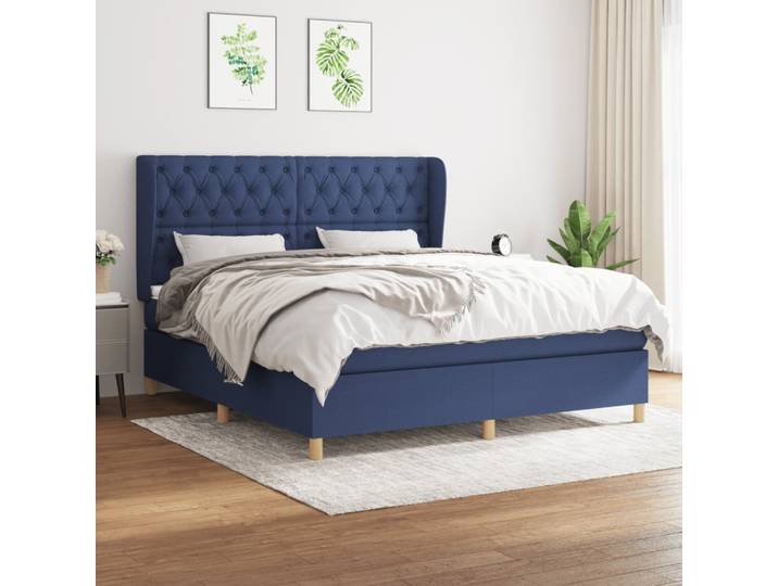 vidaXL Boxspringbett mit Matratze Blau 160x200 cm Stoff