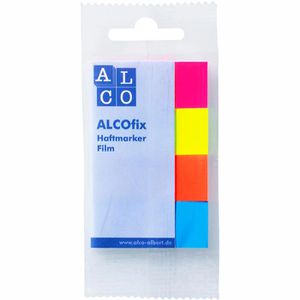Alco Haftmarker 6832, fix Film, transparent, Folie, beschriftbar, 4 x 40 Streifen, Neonfarben