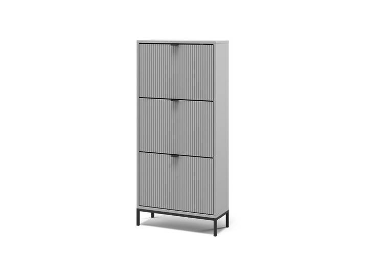 Vicco Schuhkipper Eliza Grau 60 x 130 cm mit 3 Klappschubladen, Rechteckig, 60x130x24 cm, Garderobe, Schuhaufbewahrung, Schuhkipper
