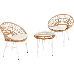 Happy Home 5tlg. Casual Set HGS38-BEI helles Rattan mit Sitzkissen in beige
