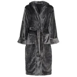 Decoy Long Terry Robe With Hood Grau Polyester X-Large Damen