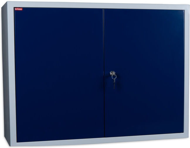 Armoire murale STIER, rangement sûr et peu encombrant, bleu (907527)