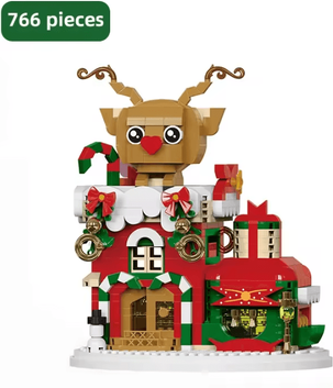 Uplift Curations Christmas Building Block Series Santa Claus & Reindeer Brick Set For Holiday Fun elk