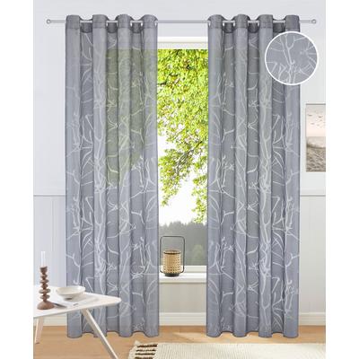 Gardine OTTO HOME "Anna, 1 Stück, halbtransparent, Äste-Motiv" Gr. 2, grau, B:140cm H:175cm, Ausbrenner, Polyester, Viskose, Gardinen, Gardine, Bestseller, Äste-Motiv, Viskose, Polyester