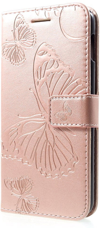 INCOVER Samsung Galaxy S10e Læder Cover m. Pung Butterflies - Rose Gold