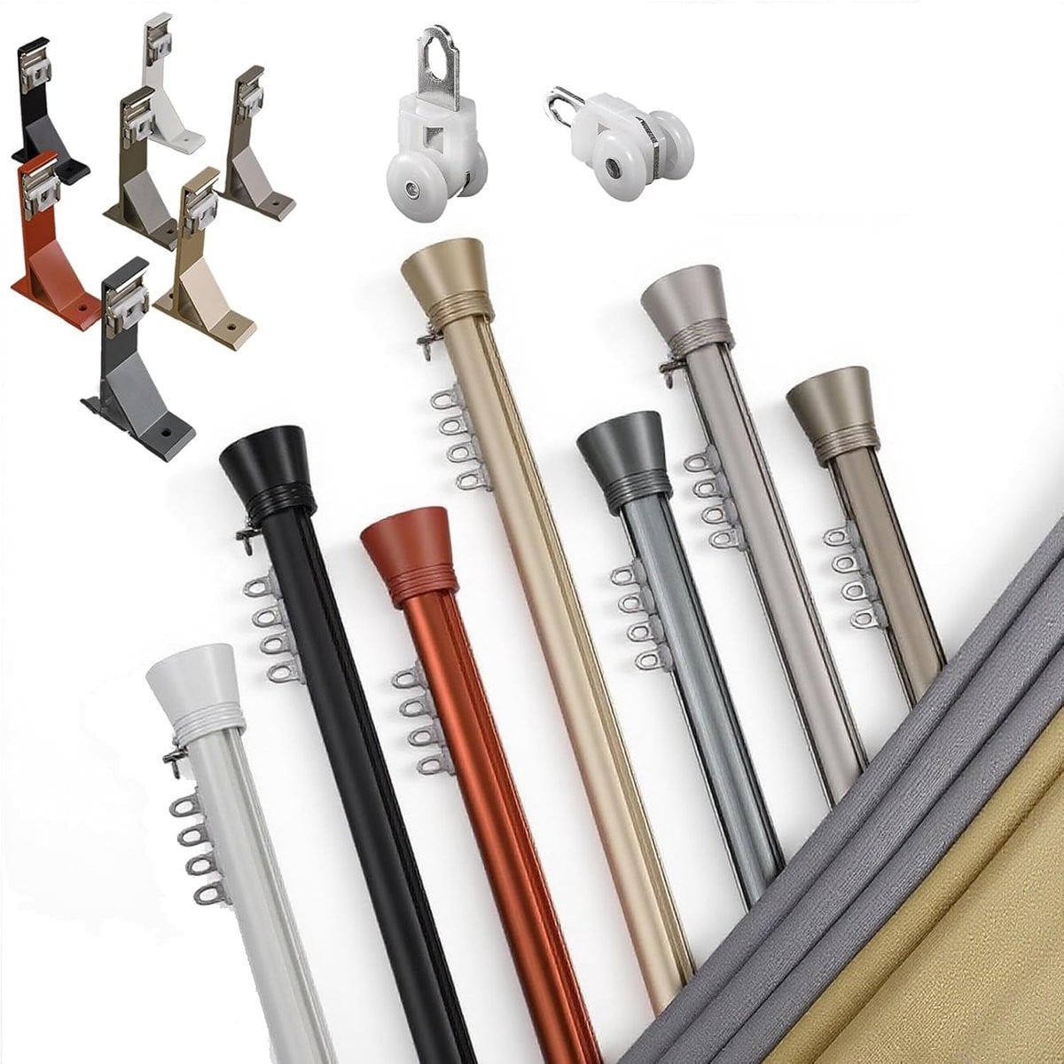 Goud Gordijnroede met Beugels - Heavy Duty Aluminium - 350 cm