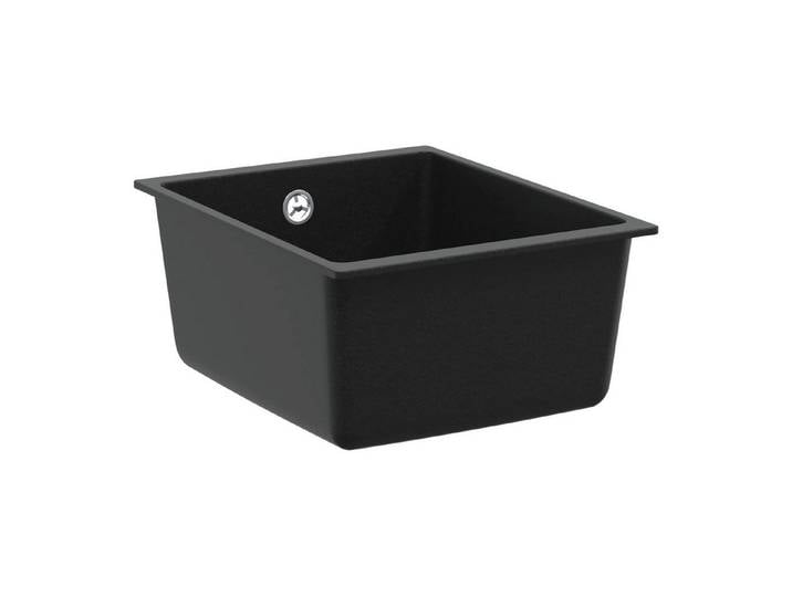 vidaXL Granitspüle Waschbecken 80% Quarz und 20% Harz 370 x 460 mm Schwarz, Rechteckig, 5/370 cm, (1 St)