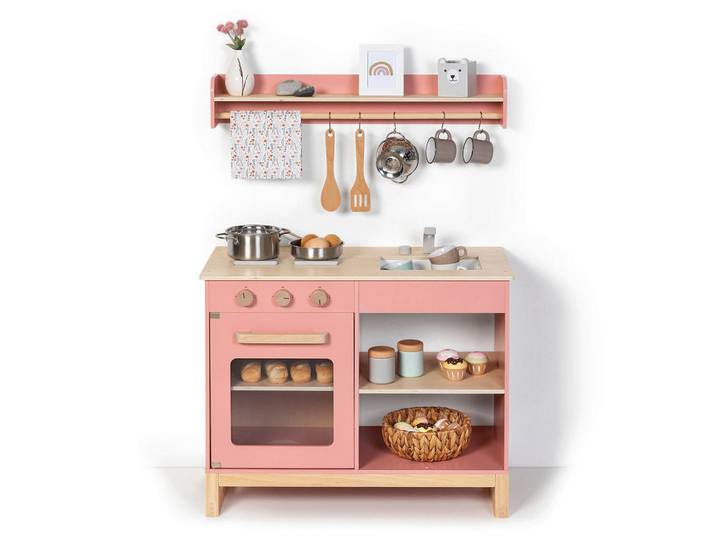 Kinderküche, Altrosa & Natur, 35.8x62x68.5 cm, Holz, Skandinavisch
