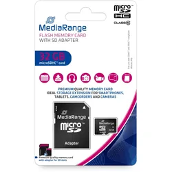 MediaRange Micro SDHC Speicherkarte 32GB Klasse 10 SD-Karten Adapter