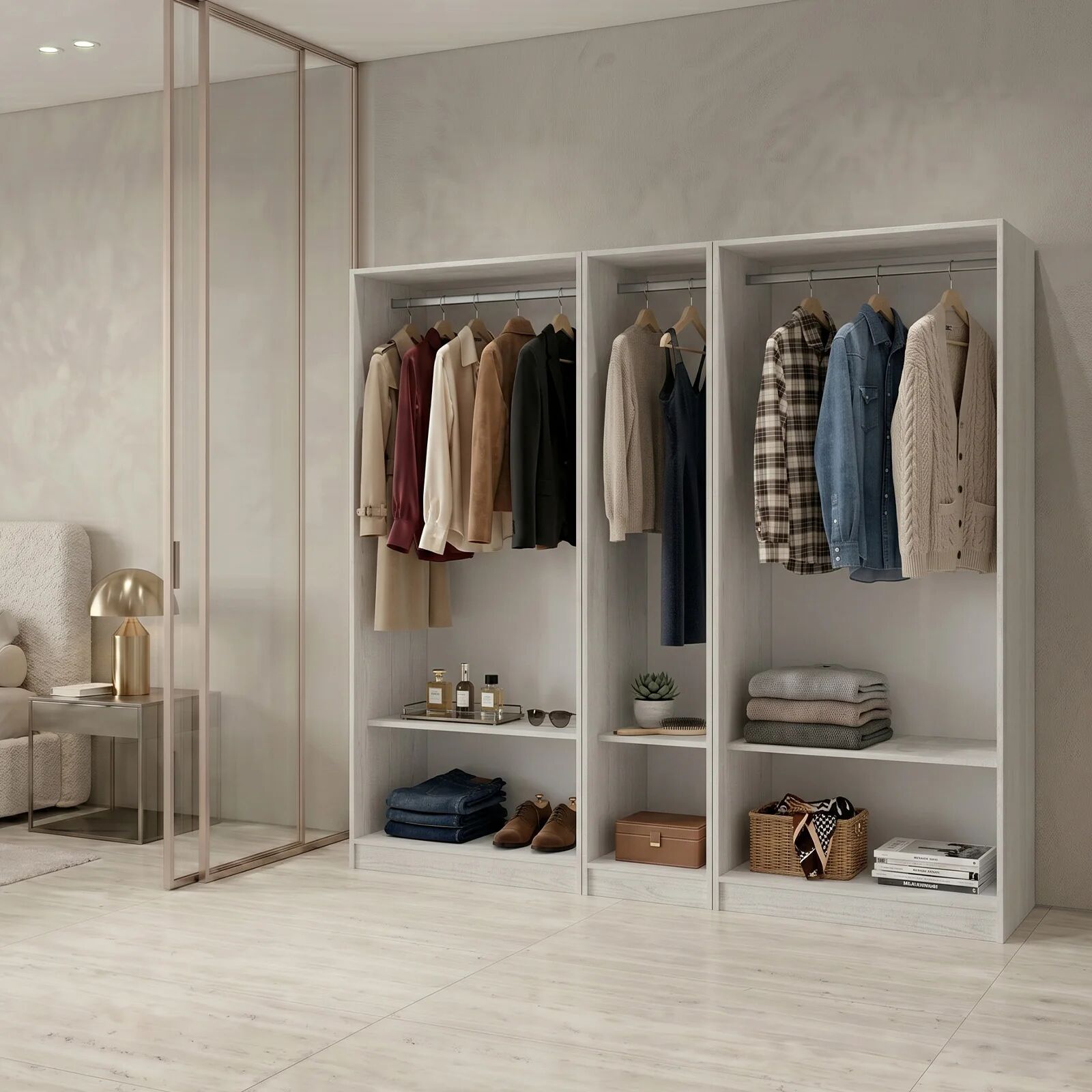 garneroarredamenti Cabina armadio 200x201h cm con appendiabiti bianco frassinato Dulcinea