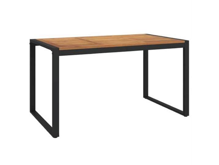 FDSAQOPT Gartentisch mit U-Form Beinen 140×80×75 cm Massivholz Akazie Massivholz Akazie, pulverbeschichtete Metallbeine, stabile Tischplatte, Terrassentisch, Gartenmöbel