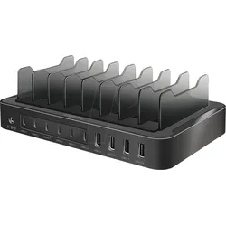 LOGILINK PA0327 - USB-Ladestation, 120 W, 4x USB-A, 6x USB-C, PD3.0, QC3.0, schwar
