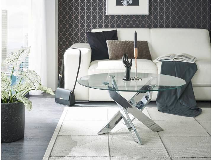 Couchtisch Kopenhagen mit Glasplatte , rund Ø 80