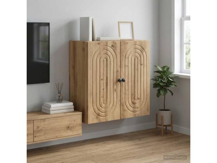 GPWERSDF Wandschrank aus Holzwerkstoff Artisan-Eiche 59x31x60 cm Wandmontiert, Pendeltüren, Vintage-Stil, viel Stauraum, Holzwerkstoff