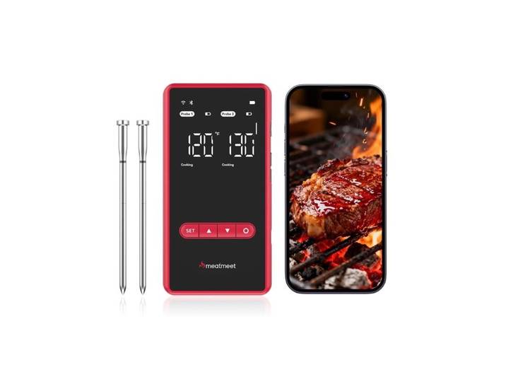 Meatmeet X Pro Kitchen Thermometer with Bluetooth/WiFi App for Smoker Oven Grill - Black