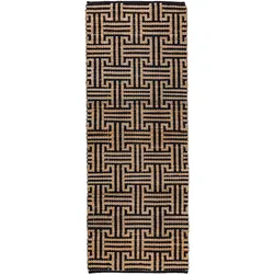 JUTETEPPICH CROFT, geometrisch, Natur-Schwarz, 80 x 230 cm