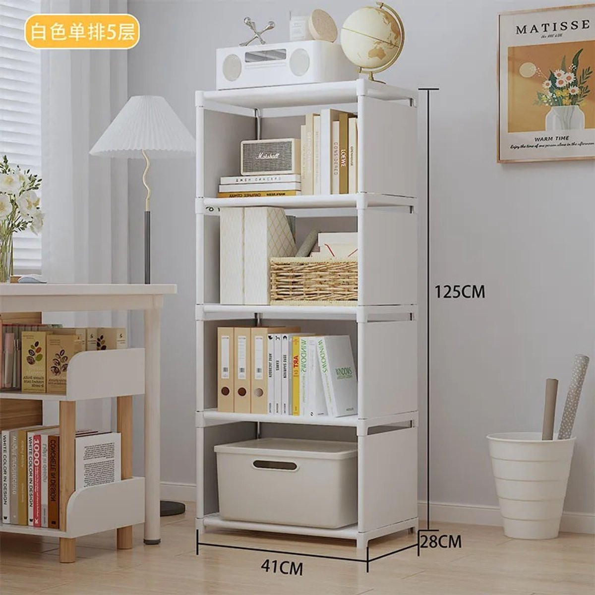 Novyro Living Meerlaagse Boekenplank - 5 Laags - Wit - Metaal