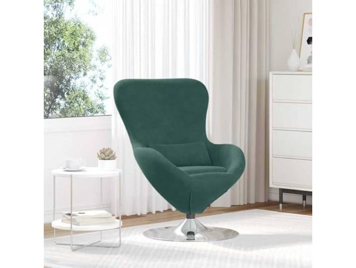 IBUQDDV Eiersessel Dunkelgrün Samt Loungesessel mit 360-Grad-Schwenkfuß 360-Grad-Rotation, Samtbezug, minimalistisch, schräge Armlehnen, modernes Design, pflegeleicht